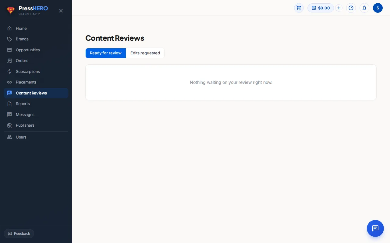 Content Reviews page showing 'Waiting on you' amber cards and the content pipeline table below